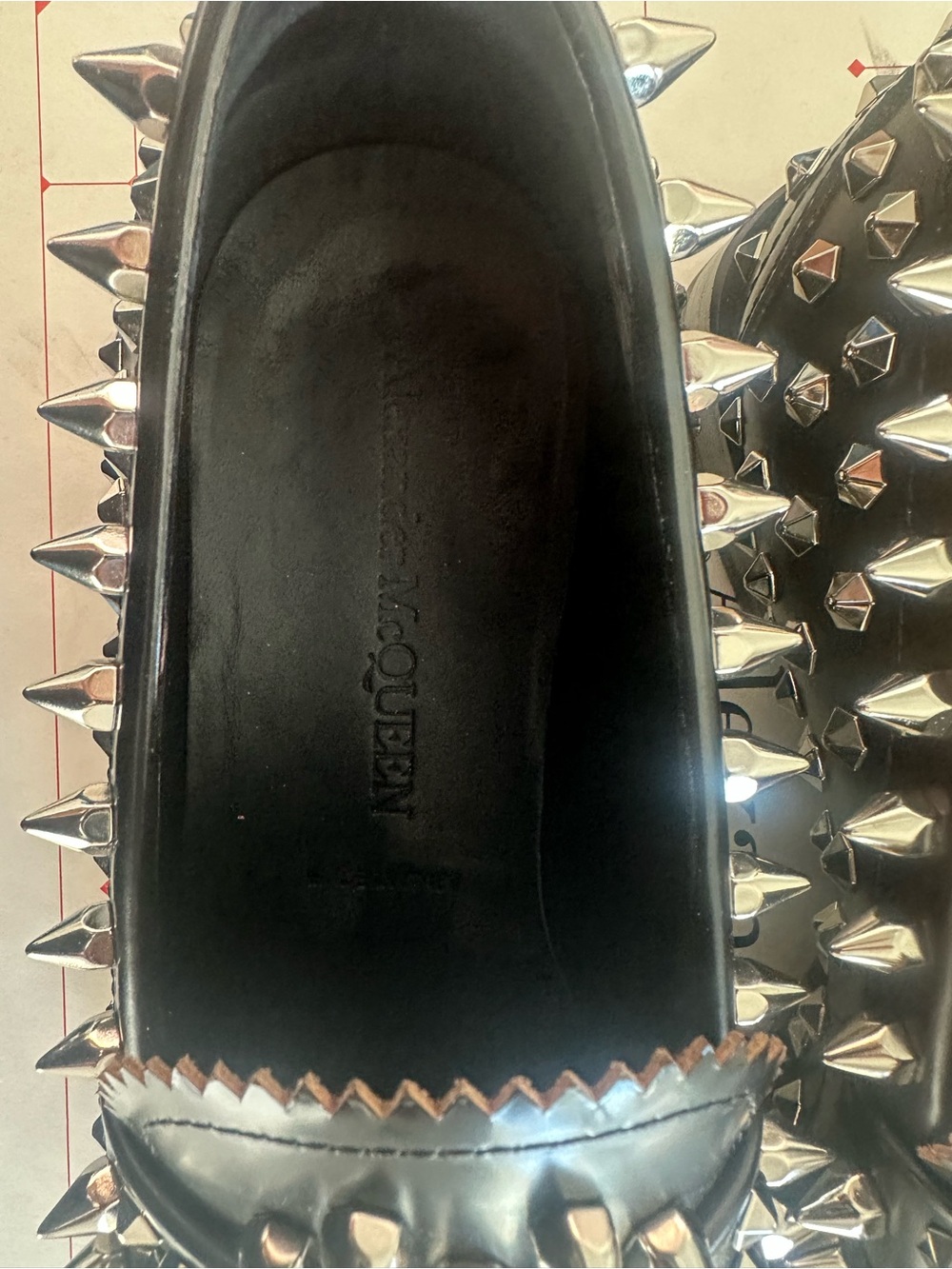 Alexander McQueen Black Leather Spike-Embellished Loafers EU41 (US8) - Picture 11 of 15